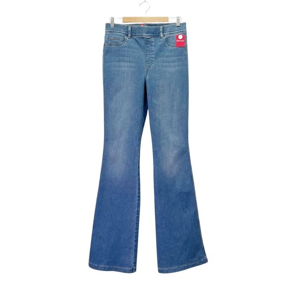 NWT SPANX Flare Jeans Size Large Tall Stonewashed Blue Pull-On Stretch Denim NEW - Picture 2 of 13
